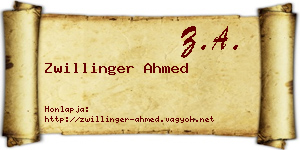 Zwillinger Ahmed névjegykártya